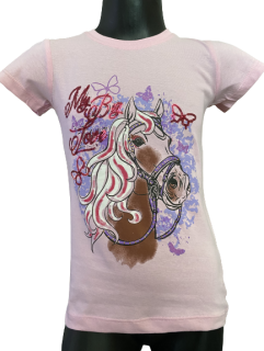 TEXFACE dívčí tričko s potiskem - světle růžová