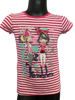 TEXFACE dívčí tričko s potiskem - růžový proužek